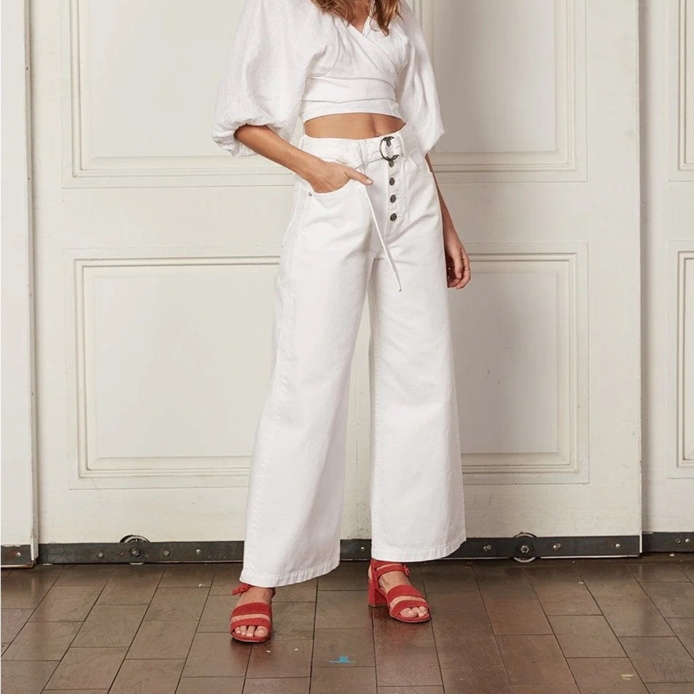 NEW Boyish Wide Leg High Rise Jeans White 30
